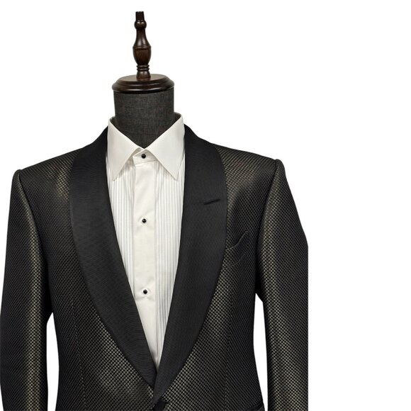 Tom Ford - Two Tone Black and Gold Shimmer Dinner Jacket - Picture 5 of 16